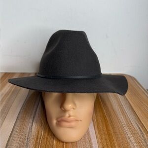🆕 Brixton Wesley Fedora Relaxed Wool Felt Brim Leather Trim Unisex M Black